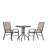 Flash Furniture - Brazos Outdoor Square Contemporary  3 Piece Patio Set - Brown - Front_Zoom