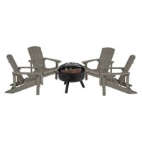 Flash Furniture - Charlestown Adirondack Chairs and Fire Pit - Light Gray - Front_Zoom