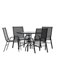 Flash Furniture - Brazos Outdoor Square Contemporary  5 Piece Patio Set - Black - Front_Zoom