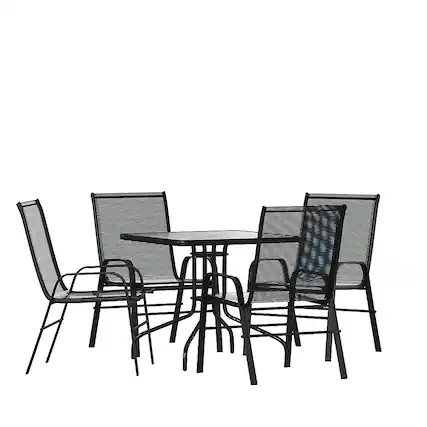 Front. Alamont Home - Brazos Outdoor Square Contemporary 5 Piece Patio Set - Black.