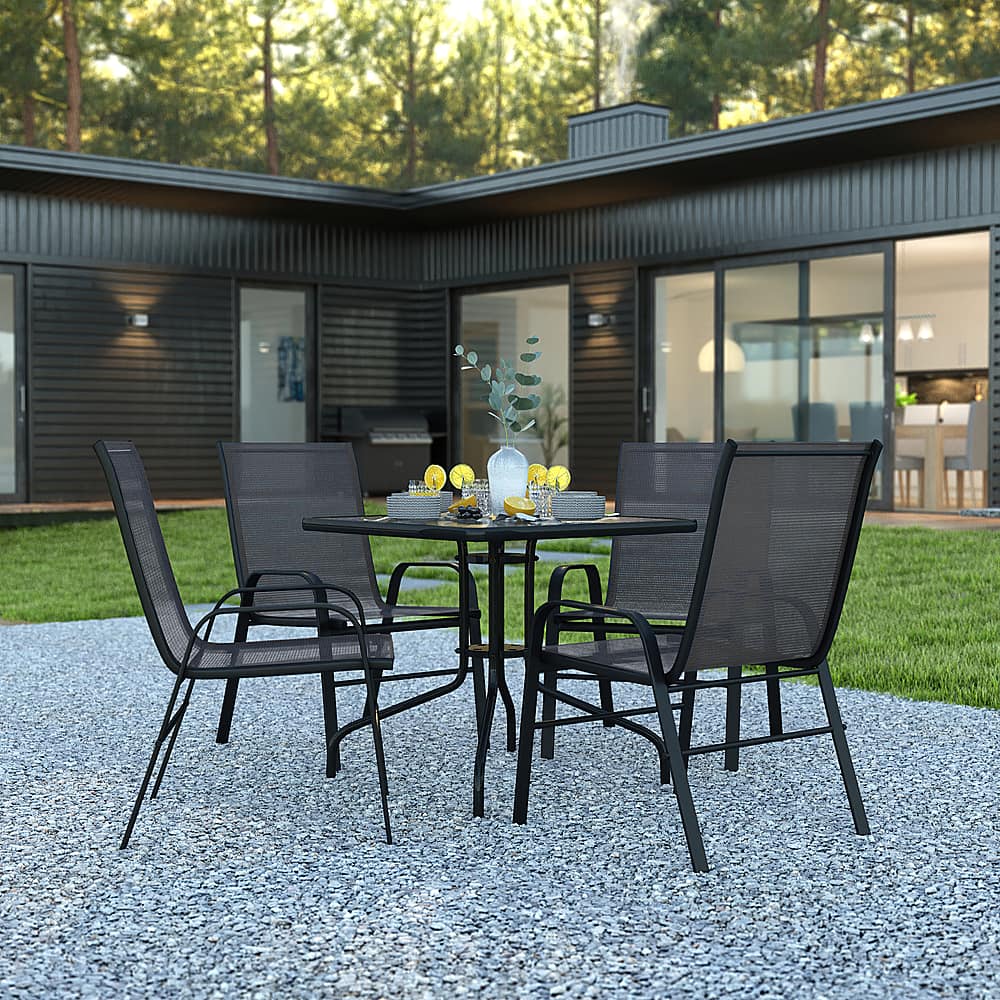 Flash Furniture – Brazos Outdoor Square Contemporary 5 Piece Patio Set – Black Sansujyuku sansujyuku.com