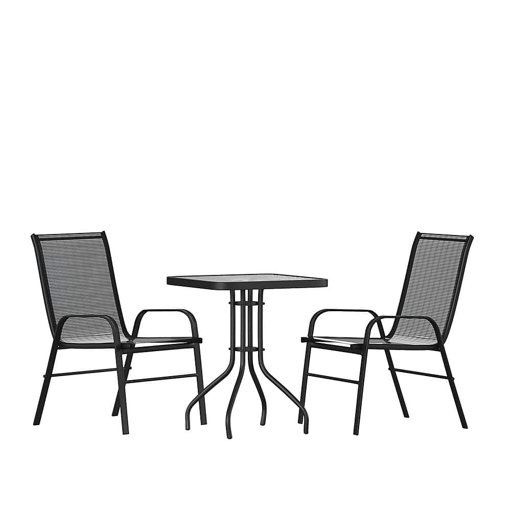 Alamont Home - Brazos Outdoor Square Contemporary 3 Piece Patio Set - Black - Front_Zoom