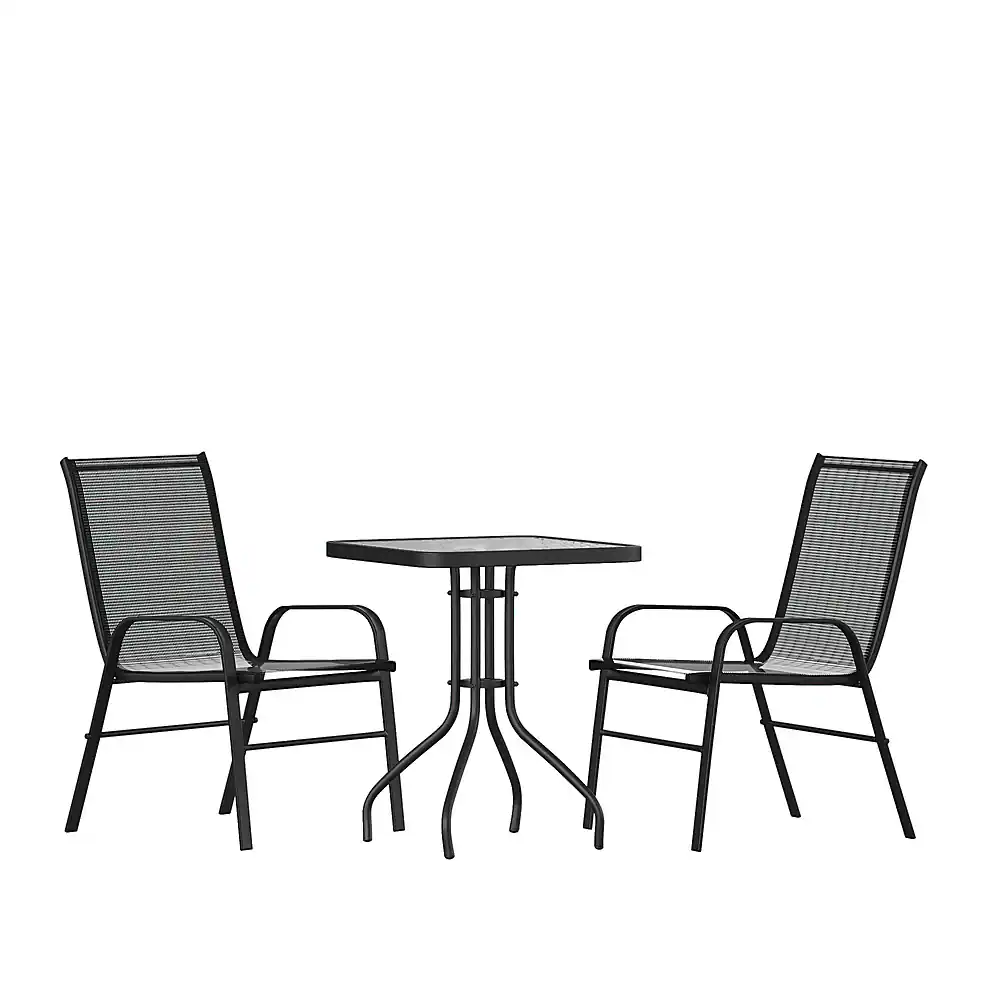 Alamont Home - Brazos Outdoor Square Contemporary 3 Piece Patio Set - Black