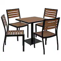 Alamont Home - Lark Outdoor Square Modern Aluminum 5 Piece Patio Set - Teak - Front_Zoom