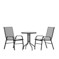 Flash Furniture - Brazos Outdoor Round Contemporary  3 Piece Patio Set - Gray - Front_Zoom