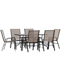 Alamont Home - Brazos Outdoor Rectangle Contemporary  7 Piece Patio Set - Brown - Front_Zoom