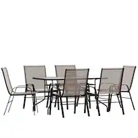 Alamont Home - Brazos Outdoor Rectangle Contemporary 7 Piece Patio Set - Brown - Front_Zoom