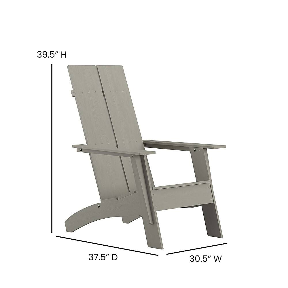Alt View 13. Alamont Home - Sawyer Gray Modern Dual Slat Back Indoor/Outdoor Adirondack Style Patio Chair - Gray.