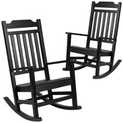 Flash Furniture - Winston Rocking Patio Chair (set of 2) - Black - Front_Zoom