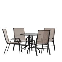Flash Furniture - Brazos Outdoor Round Contemporary  5 Piece Patio Set - Brown - Front_Zoom