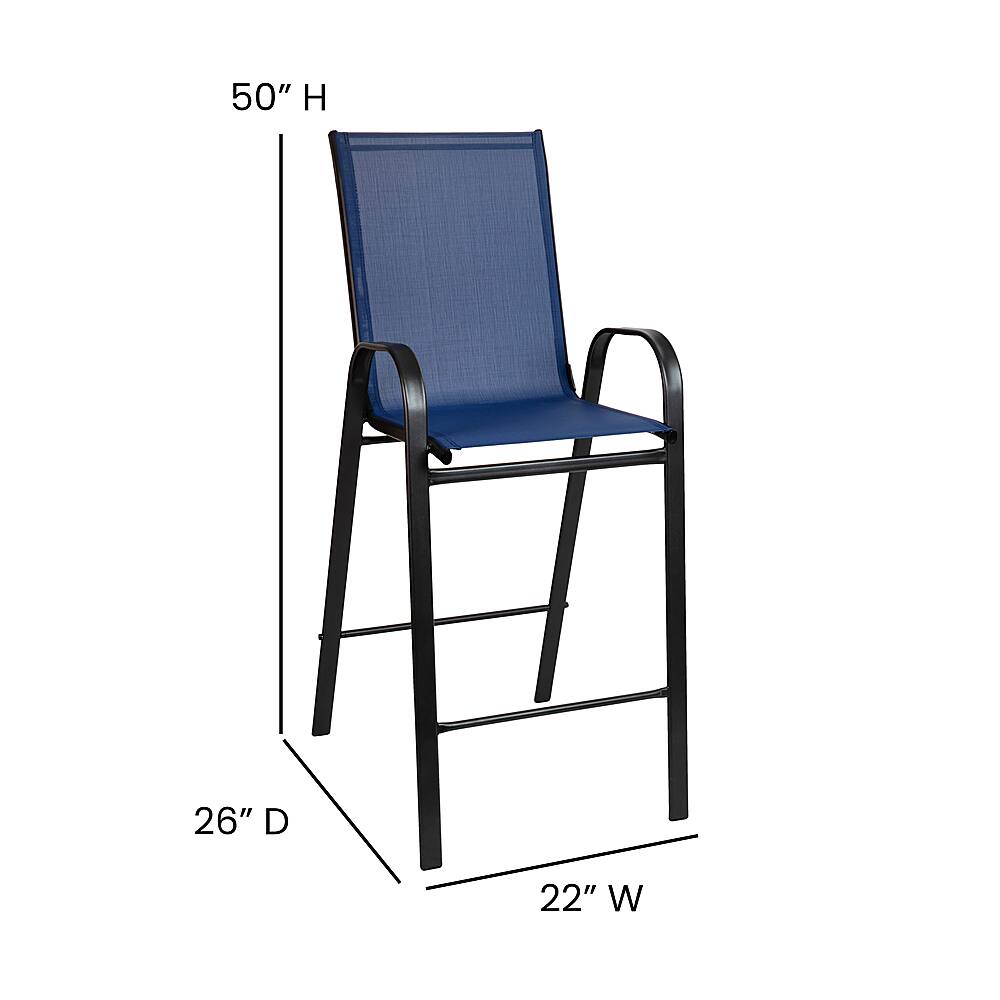 Alt View 13. Alamont Home - Brazos Modern Fabric Patio Barstool (set of 2) - Navy.