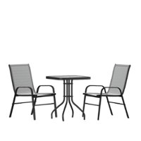 Flash Furniture - Brazos Outdoor Square Contemporary  3 Piece Patio Set - Gray - Front_Zoom