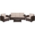 Front. Flash Furniture - Seneca Outdoor Rectangle Contemporary Resin 4 Piece Patio Set - Chocolate Brown.