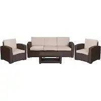 Alamont Home - Seneca Outdoor Rectangle Contemporary Resin 4 Piece Patio Set - Chocolate Brown - Front_Zoom