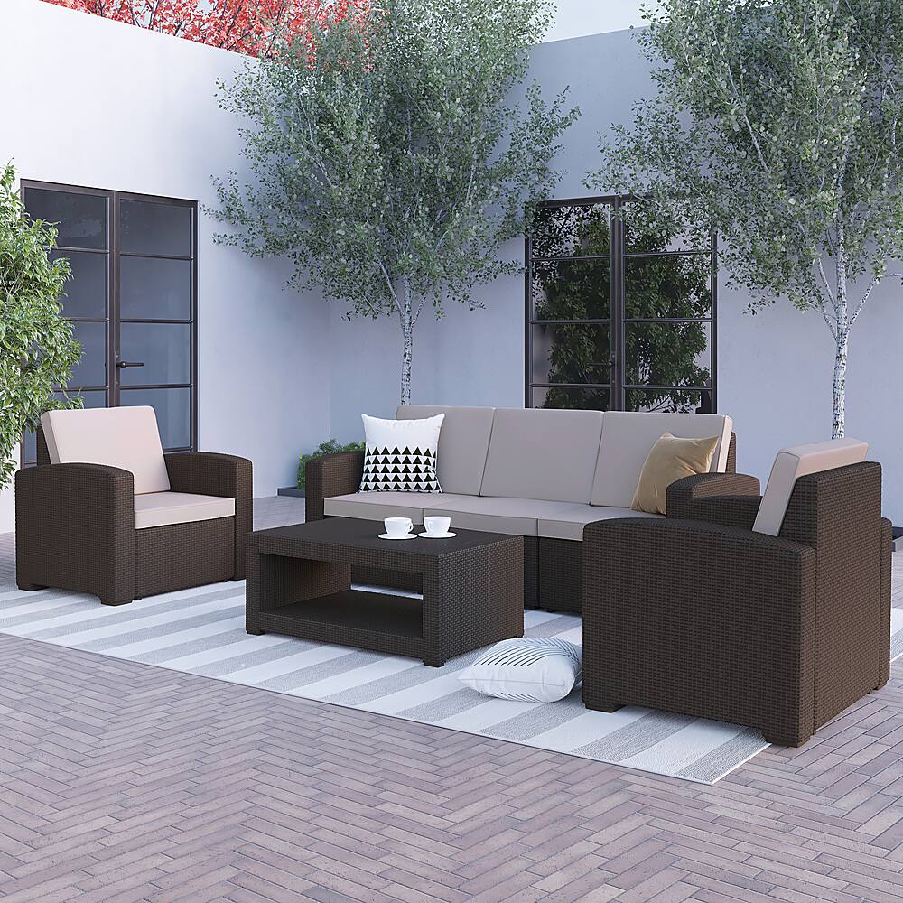 Alt View 12. Alamont Home - Seneca Outdoor Rectangle Contemporary Resin 4 Piece Patio Set - Chocolate Brown.