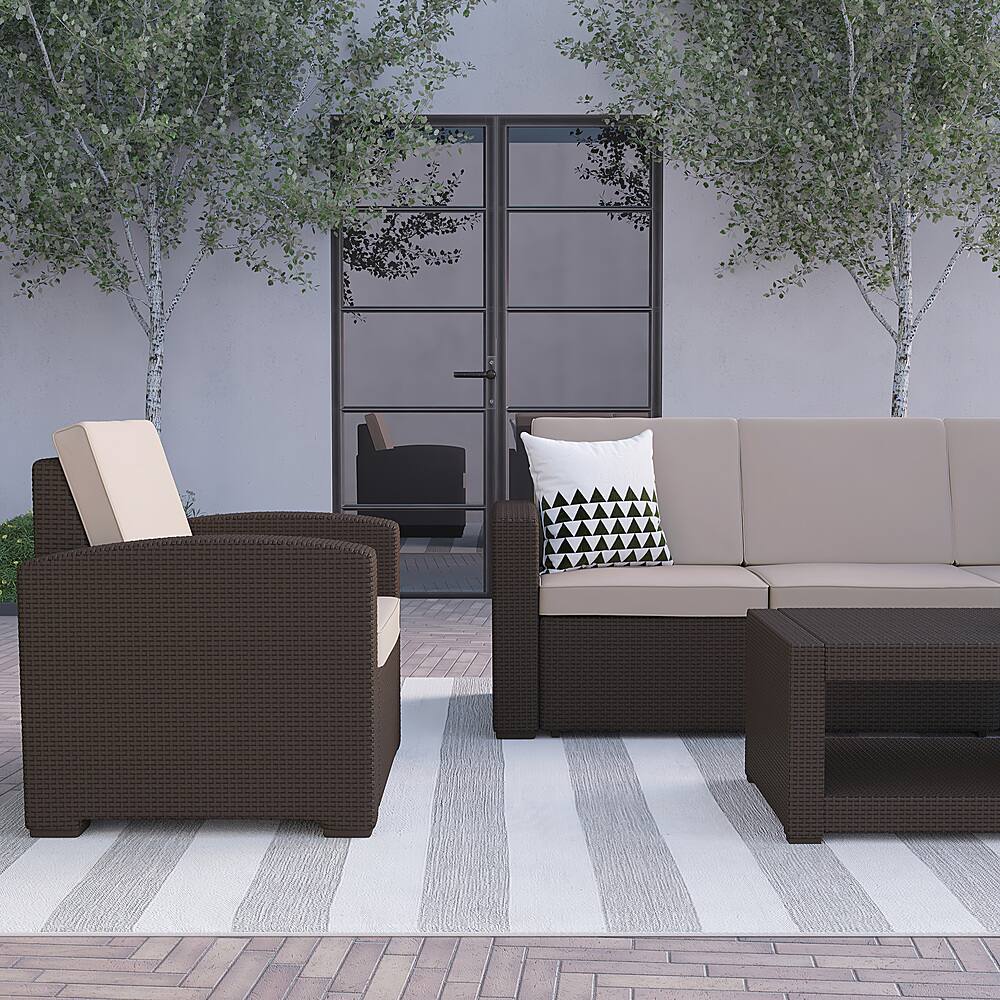 Alt View 16. Alamont Home - Seneca Outdoor Rectangle Contemporary Resin 4 Piece Patio Set - Chocolate Brown.