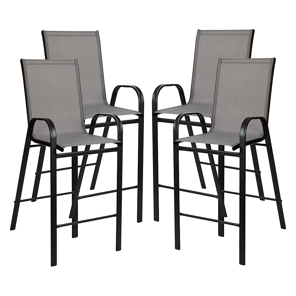 Alamont Home - Brazos Modern Fabric Patio Barstool (set of 4) - Gray - Front_Zoom