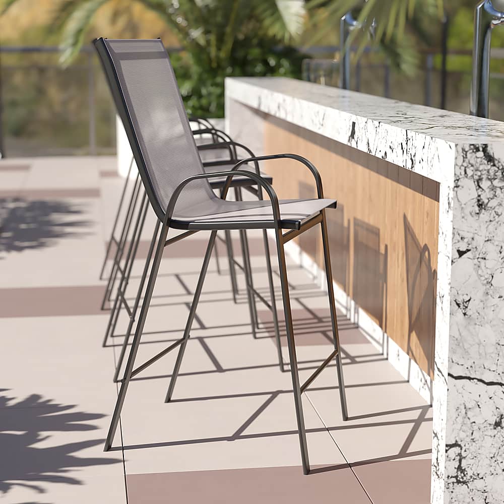 Alt View 12. Alamont Home - Brazos Modern Fabric Patio Barstool (set of 4) - Gray.