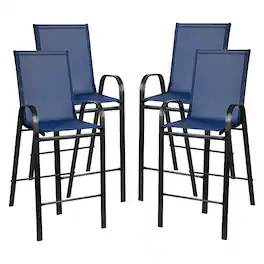 Alamont Home - Brazos Modern Fabric Patio Barstool (set of 4) - Navy
