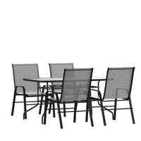 Alamont Home - Brazos Outdoor Rectangle Contemporary 5 Piece Patio Set - Gray - Front_Zoom
