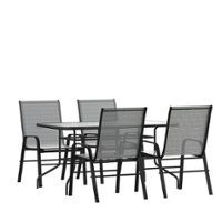 Flash Furniture - Brazos Outdoor Rectangle Contemporary  5 Piece Patio Set - Gray - Front_Zoom