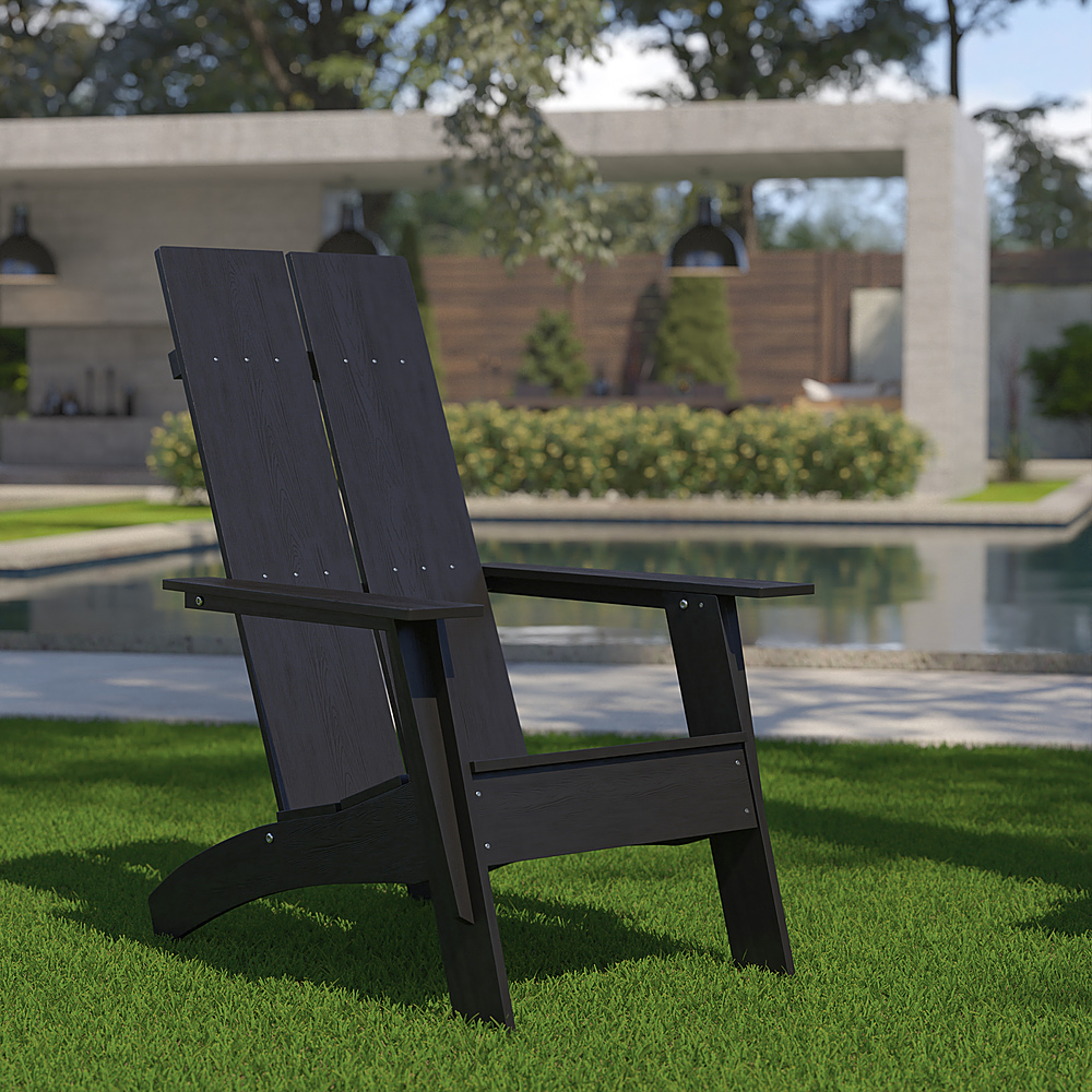 Alt View 12. Alamont Home - Sawyer Black Modern Dual Slat Back Indoor/Outdoor Adirondack Style Patio Chair - Black.