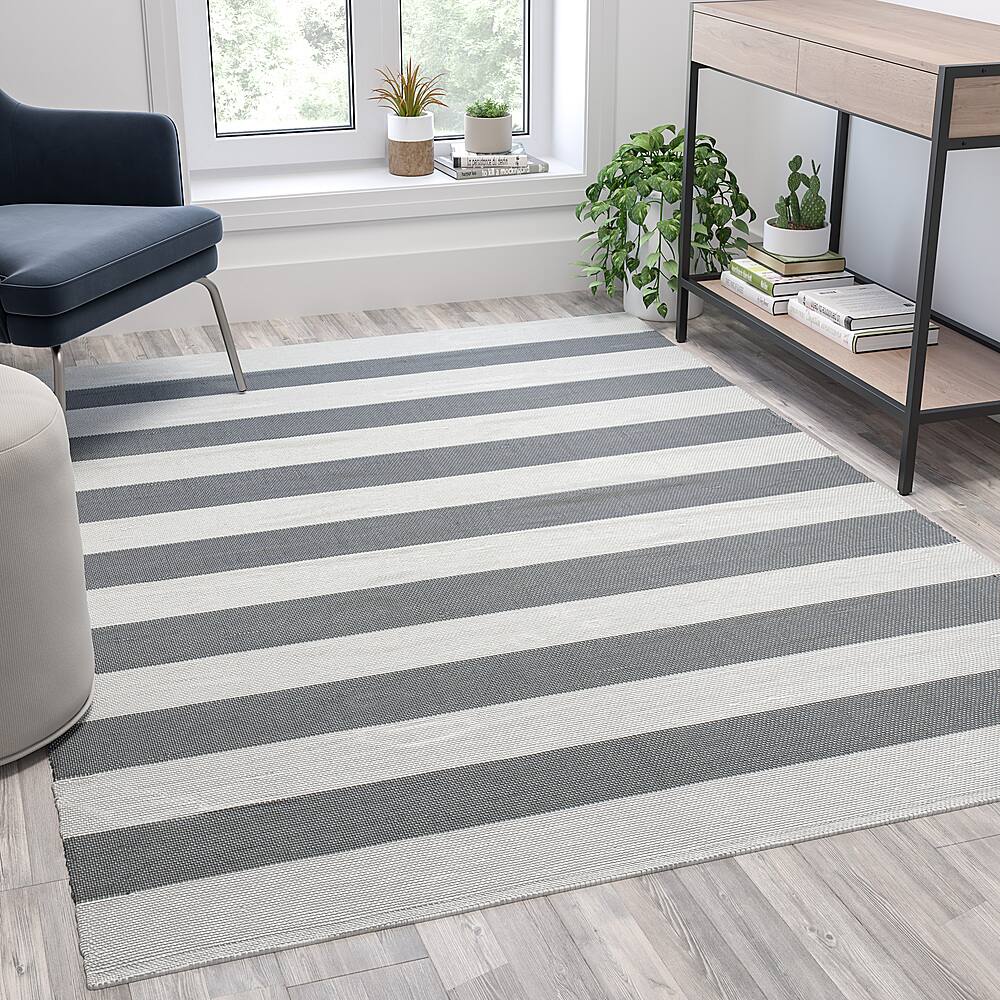 Alt View 11. Alamont Home - Melissa 5' x 7' Area Rug - Grey/ White.