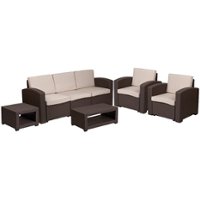 Flash Furniture - Seneca Outdoor  Contemporary Resin 5 Piece Patio Set - Chocolate Brown - Front_Zoom