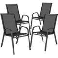 Front. Flash Furniture - Brazos Patio Chair (set of 4) - Black.
