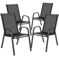 Flash Furniture - Brazos Patio Chair (set of 4) - Black - Front_Zoom