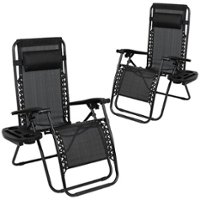 Flash Furniture - Celestial Zero Gravity Chair (set of 2) - Black - Front_Zoom