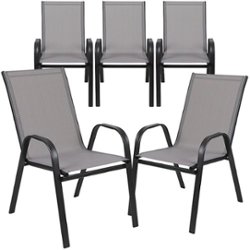 Flash Furniture - Brazos Patio Chair (set of 5) - Gray - Front_Zoom