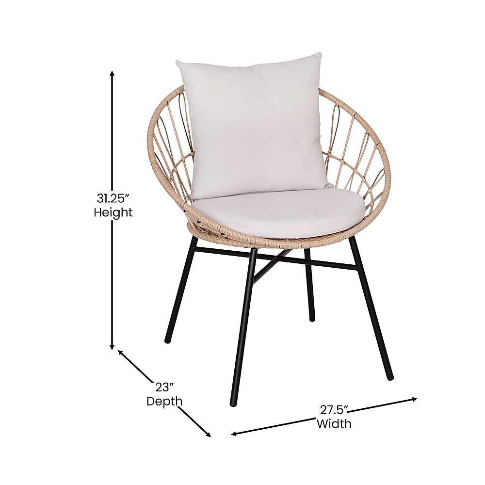 Alt View 13. Alamont Home - Devon Outdoor Round Bohemian Wicker/Rattan 3 Piece Patio Set - Tan/Light Gray.