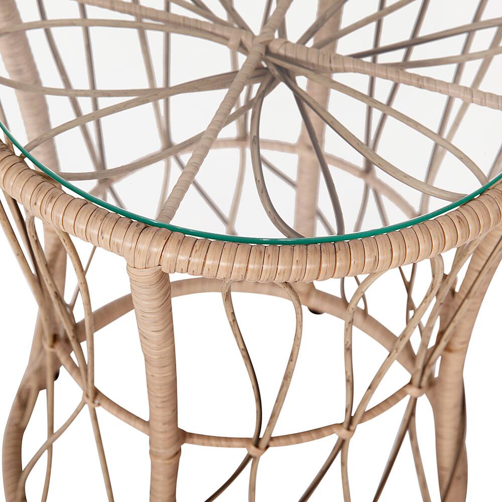 Alt View 18. Alamont Home - Devon Outdoor Round Bohemian Wicker/Rattan 3 Piece Patio Set - Tan/Light Gray.