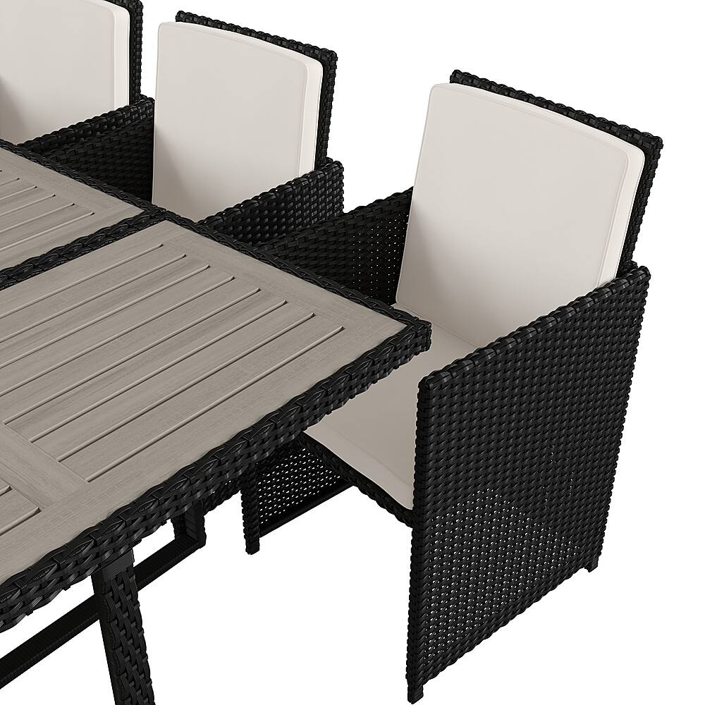 Flash Furniture Peregrine Outdoor Rectangle Modern Wicker/Rattan 7 Piece Patio Set Gray/Black TW
