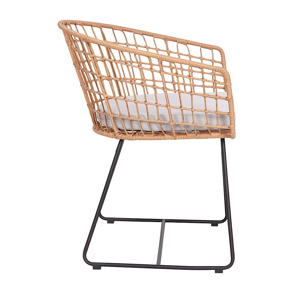 Alt View 17. Alamont Home - Devon Outdoor Round Bohemian Wicker/Rattan 3 Piece Patio Set - Natural/Light Gray.