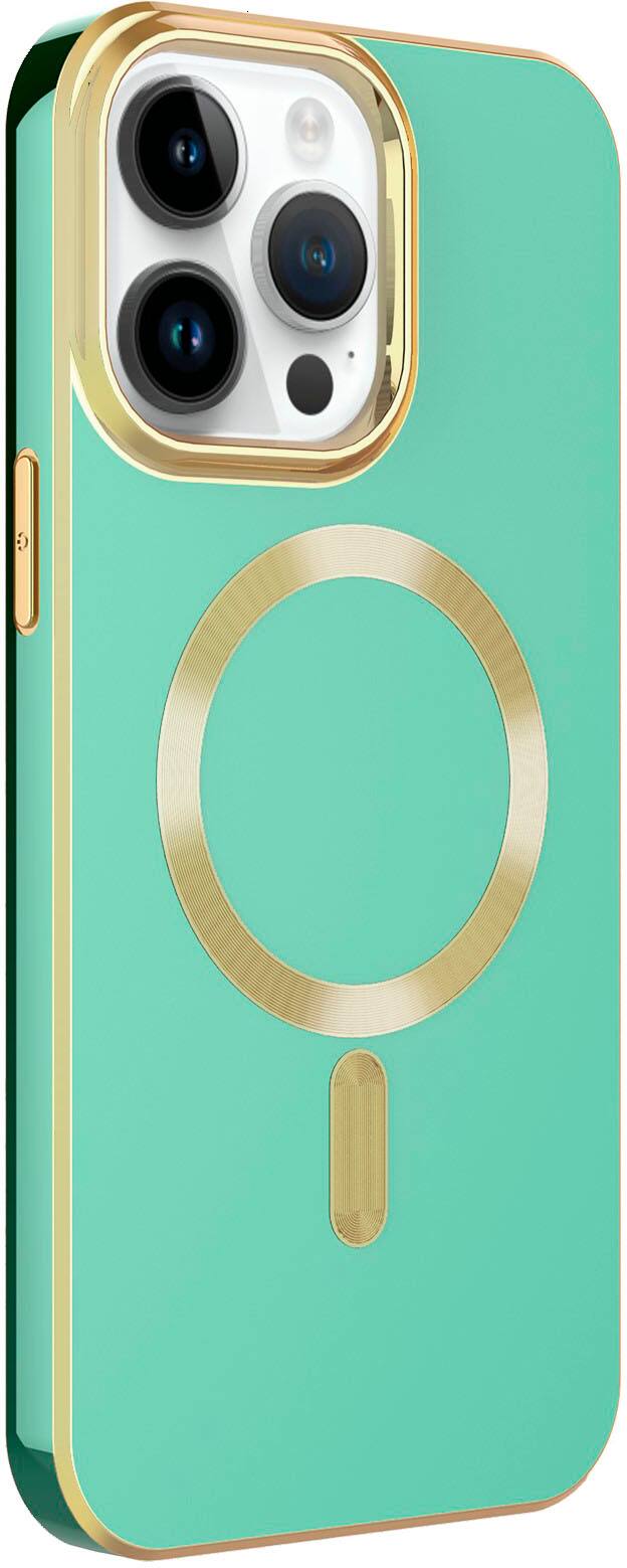 Alt View 1. AMPD - Gold Bumper Soft Case with MagSafe for Apple iPhone 14 Pro - Light Green.