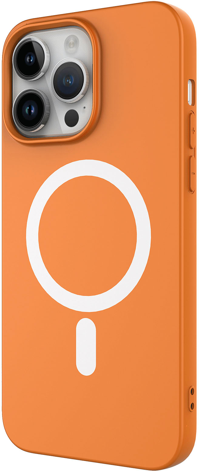 Alt View 1. AMPD - Real Feel Soft Case with MagSafe for Apple iPhone 14 Pro - Orange.