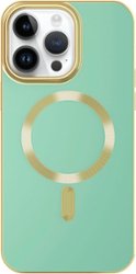 AMPD - Gold Bumper Soft Case with MagSafe for Apple iPhone 14 Pro Max - Light Green - Front_Zoom