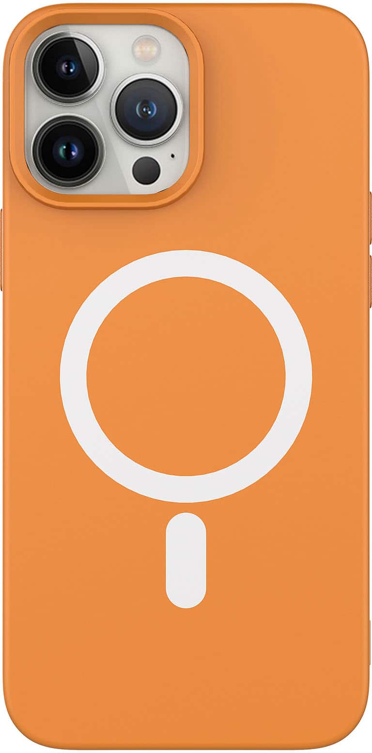 Front. AMPD - Real Feel Soft Case with MagSafe for Apple iPhone 13 Pro - Orange.