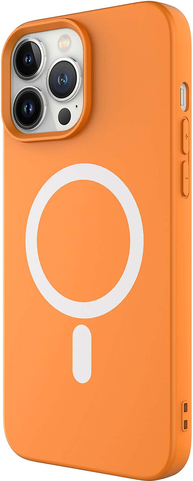 Alt View 1. AMPD - Real Feel Soft Case with MagSafe for Apple iPhone 13 Pro - Orange.