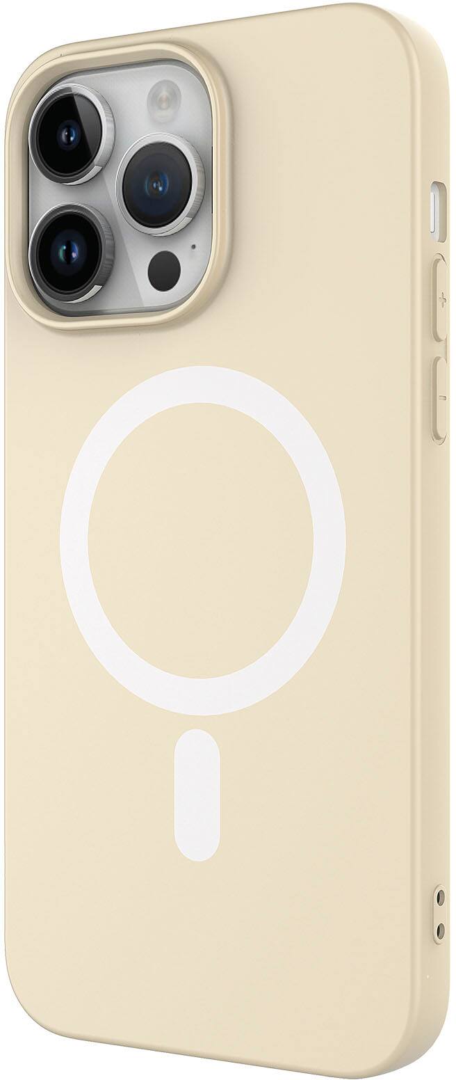 Angle. AMPD - Real Feel Soft Case with MagSafe for Apple iPhone 14 Pro - White.