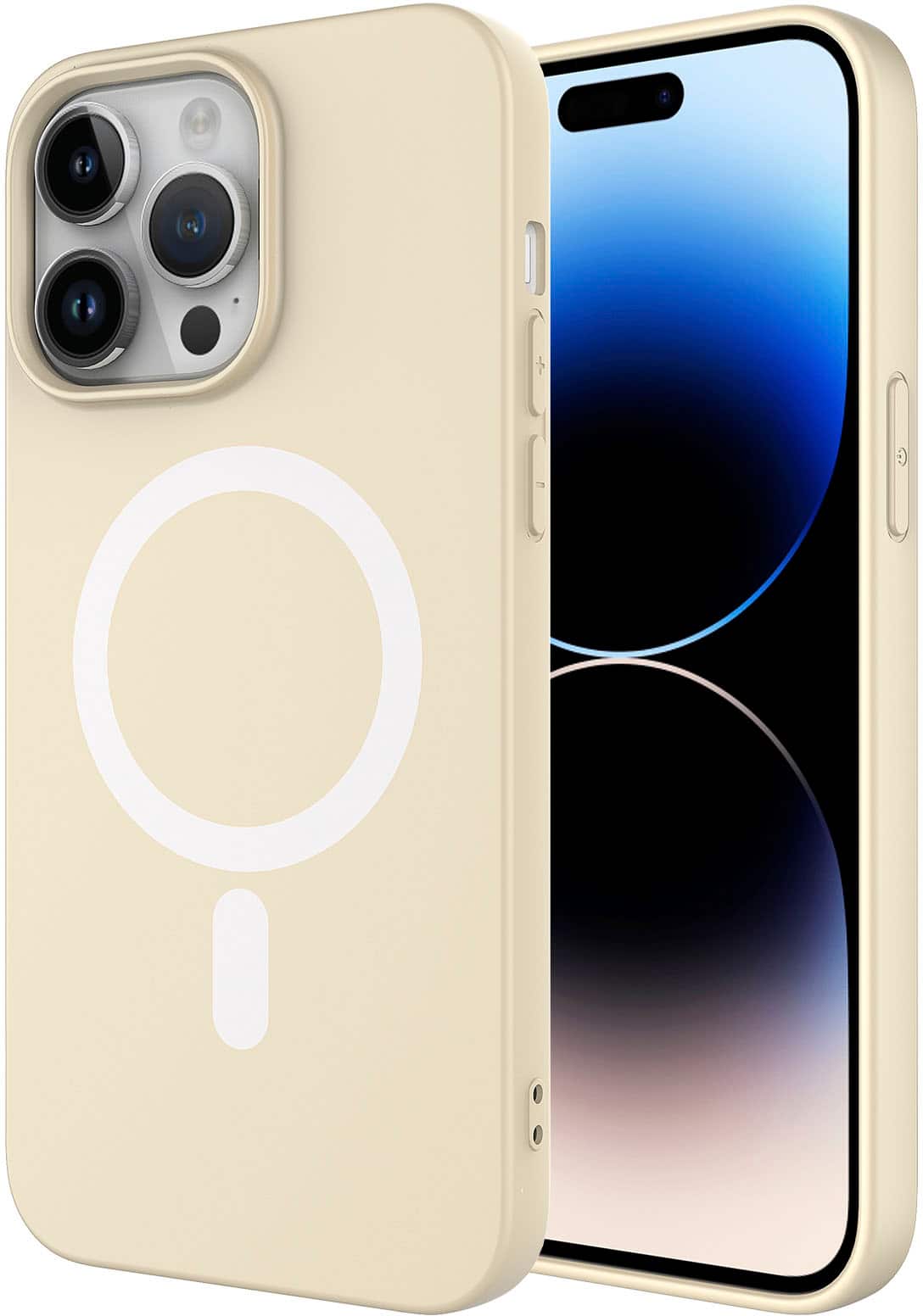 Alt View 1. AMPD - Real Feel Soft Case with MagSafe for Apple iPhone 14 Pro - White.