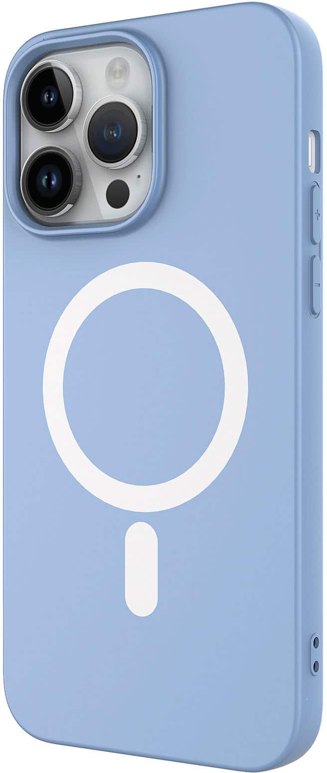 Alt View 1. AMPD - Real Feel Soft Case with MagSafe for Apple iPhone 14 Pro Max - Pastel Blue.
