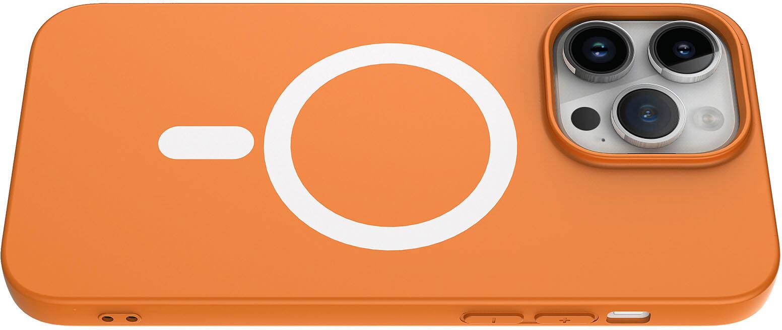 Alt View 1. AMPD - Real Feel Soft Case with MagSafe for Apple iPhone 14 Pro Max - Orange.