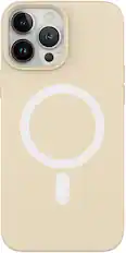 Front. AMPD - Real Feel Soft Case with MagSafe for Apple iPhone 13 Pro - White.