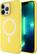 Angle. AMPD - Real Feel Soft Case with MagSafe for Apple iPhone 13 Pro Max / iPhone 12 Pro Max - Yellow.