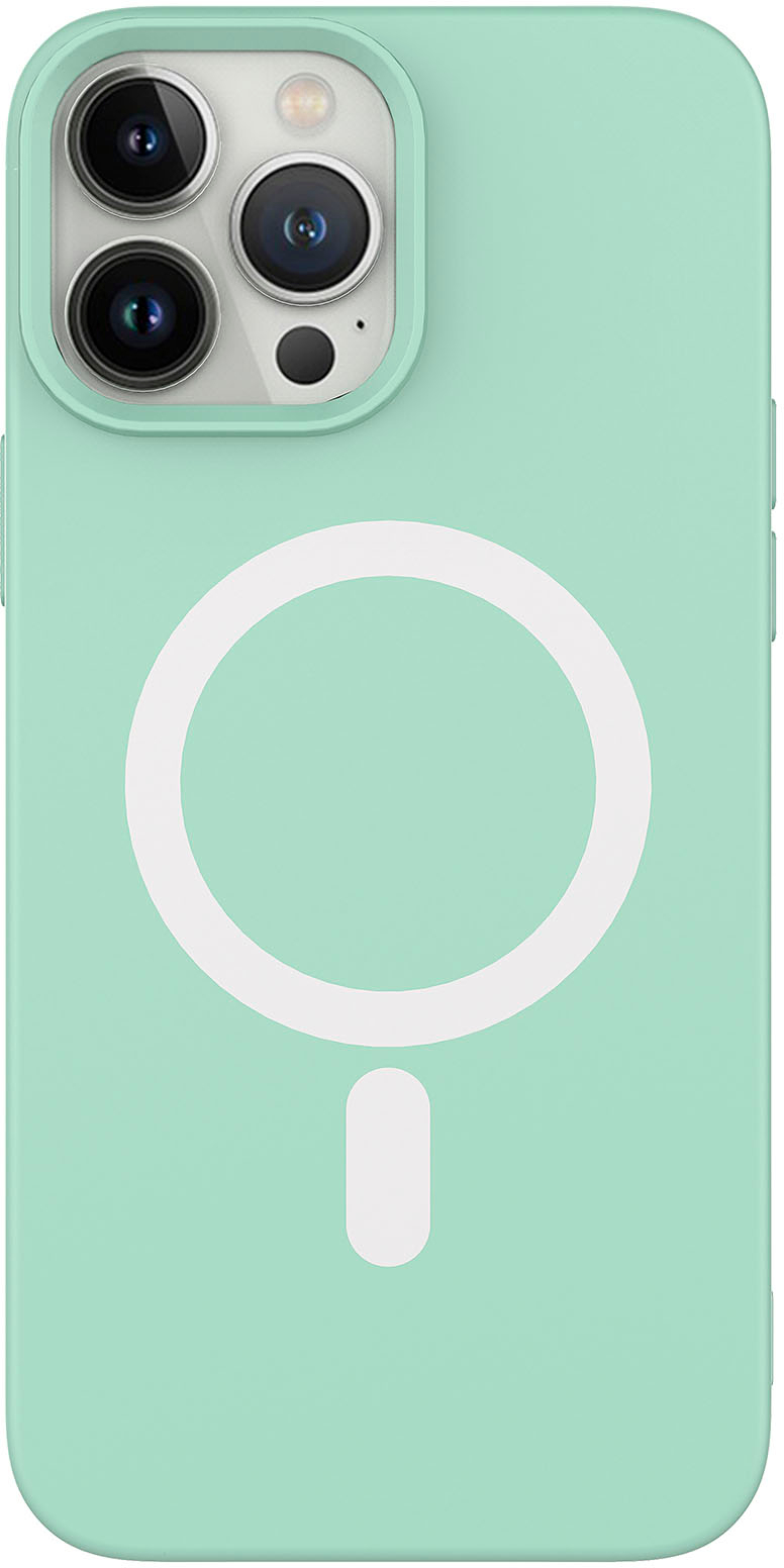 Angle View: AMPD - Real Feel Soft Case with MagSafe for Apple iPhone 13 Pro Max / iPhone 12 Pro Max - Pastel Green