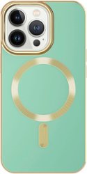AMPD - Gold Bumper Soft Case with MagSafe for Apple iPhone 13 Pro - Light Green - Front_Zoom