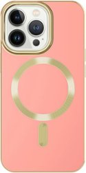 AMPD - Gold Bumper Soft Case with MagSafe for Apple iPhone 13 Pro Max / iPhone 12 Pro Max - Light Pink - Front_Zoom